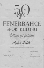 Certificate 50 years Fenerbahce